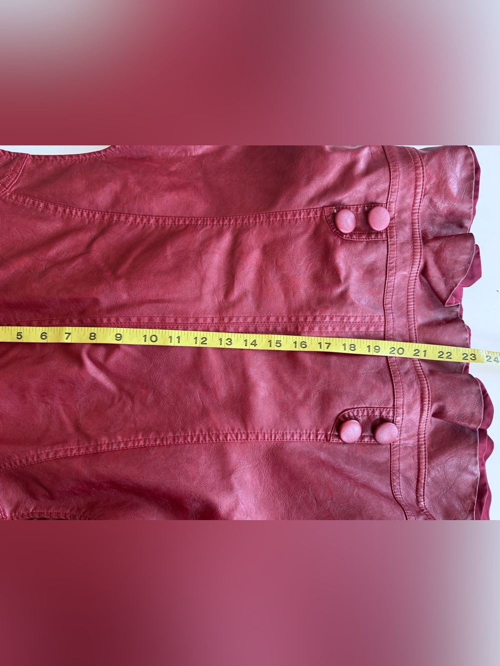 montanaco red ruffle faux leather zip up vest XL - Picture 13 of 13
